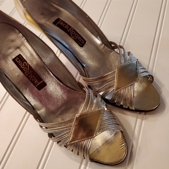 JACK ROGERS *vintage*(80s?) peep-toe heels narrow - Picture 2 of 8